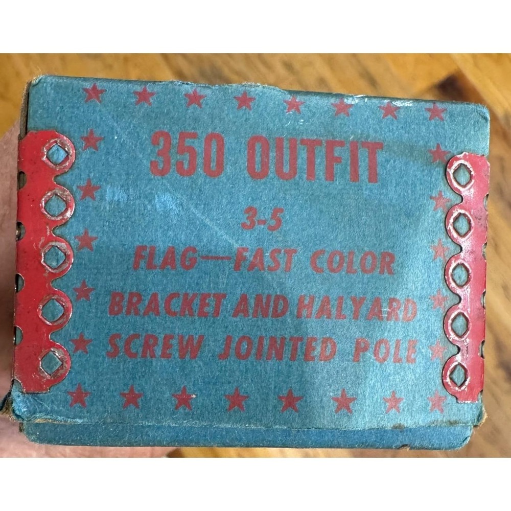 Vintage 50 Star American Flag w/ Original Box Blue Wood Pole Montgomery Ward 3x5 - Picture 11 of 15